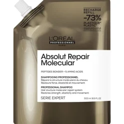 Absolut Repair Molecular Champú Profesional sin Sulfatos para Cabello Dañado Recarga 500 ml - Loral Professionnel Paris
