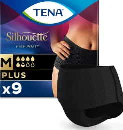 Absorbente Incontinencia Orina Dia Anatomico - Tena Silhouette Braga Cintura Alta Negro (8 Unidades Talla M)