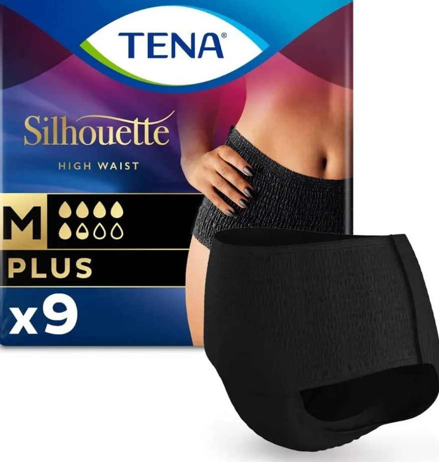 Absorbente Incontinencia Orina Dia Anatomico - Tena Silhouette Braga Cintura Alta Negro (8 Unidades Talla M)