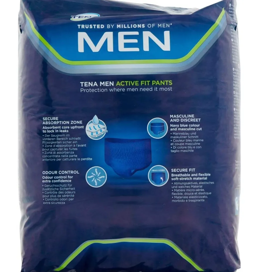 Absorbente Incontinencia Orina Dia Anatomico - Tena Men Pants Active Fit (8 Unidades Talla Grande) - Sca Hygiene Products