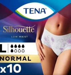 Absorbente Incontinencia Orina Dia Anatomico - Tena Silhouette Braga Cintura Baja Blanco (10 Unidades Talla Grande) - Sca Hygiene Products