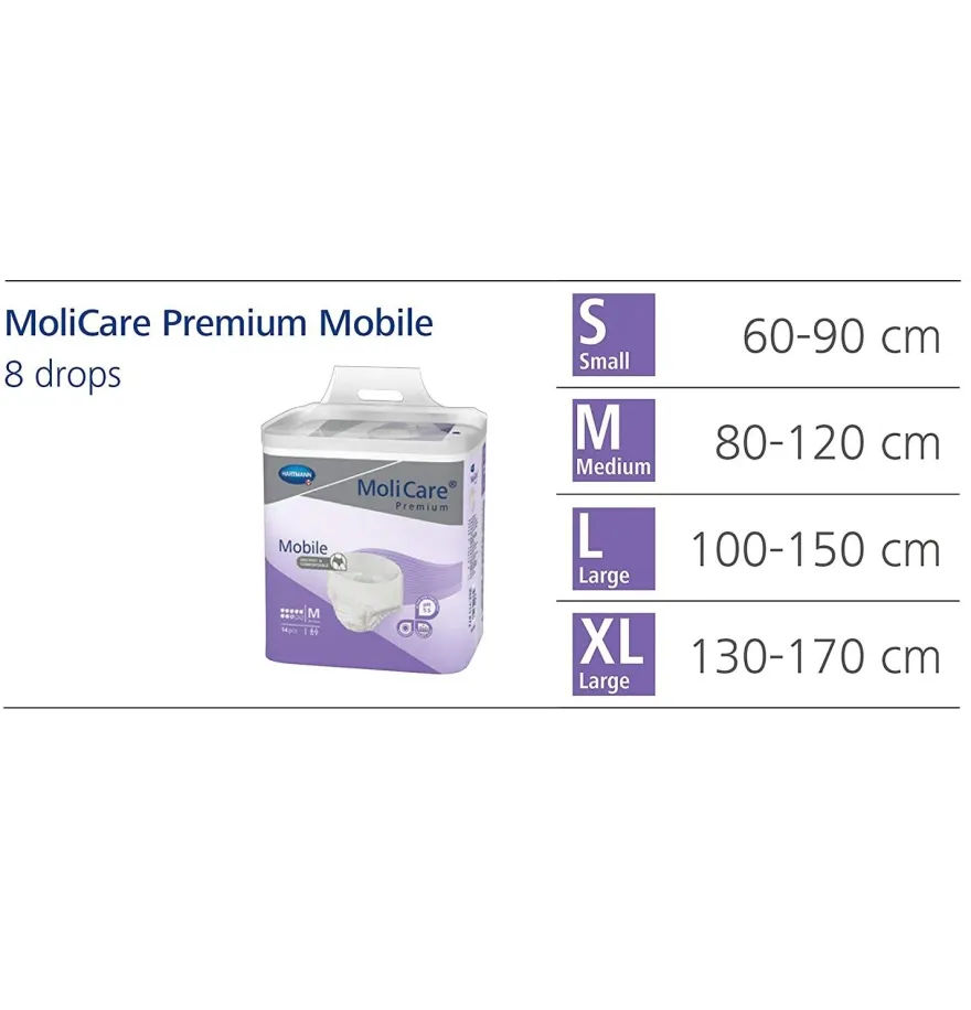 Absorbente Incontinencia Orina Ligera con Slip - Molicare Mobile Super (14 Unidades Talla Extra Large) - Laboratorios Hartmann