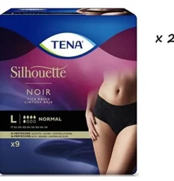 Absorbente Incontinencia Orina Dia Anatomico - Tena Silhouette Braga Cintura Baja Negro (8 Unidades Talla G)