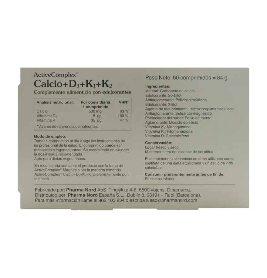 Activecomplex Calcio+d3+k (60 Comprimidos) - Pharma Nord