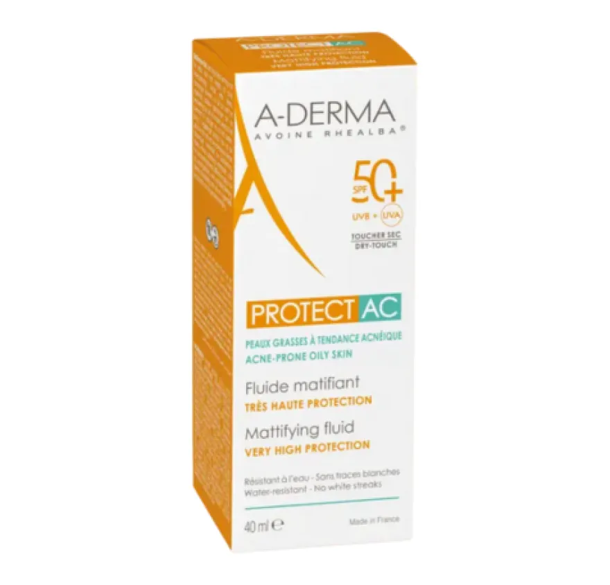 Aderma Protect AC Fluido Solar Facial Matificante SPF50+, 40 ml. - A-Derma