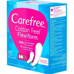 Algodón Normales - Protegeslips Transpirable sin Perfume, Flexible y Ultrafino 56 u - Carefree
