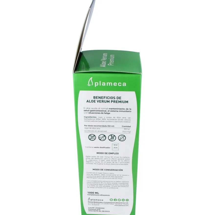 Aloe Verum Premium sin Aloina 1litro - Plameca
