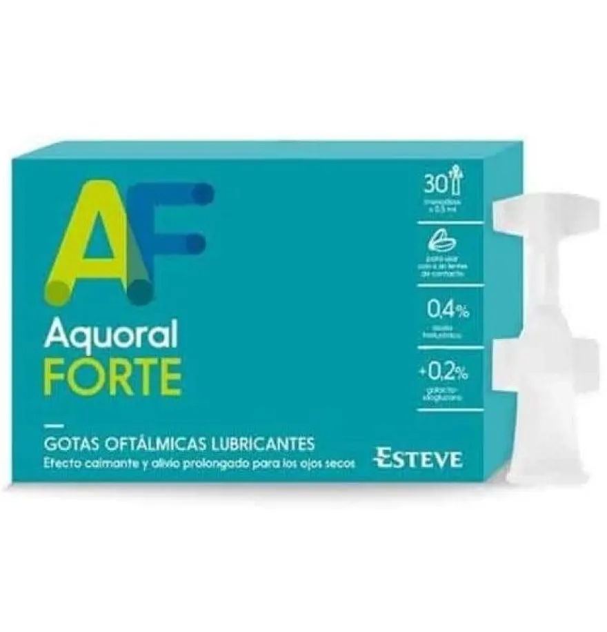Aquoral Forte - Gotas Oftalmicas Lubricantes Esteriles (30 Monodosis 0,5 ml) - Esteve Laboratorios S.a