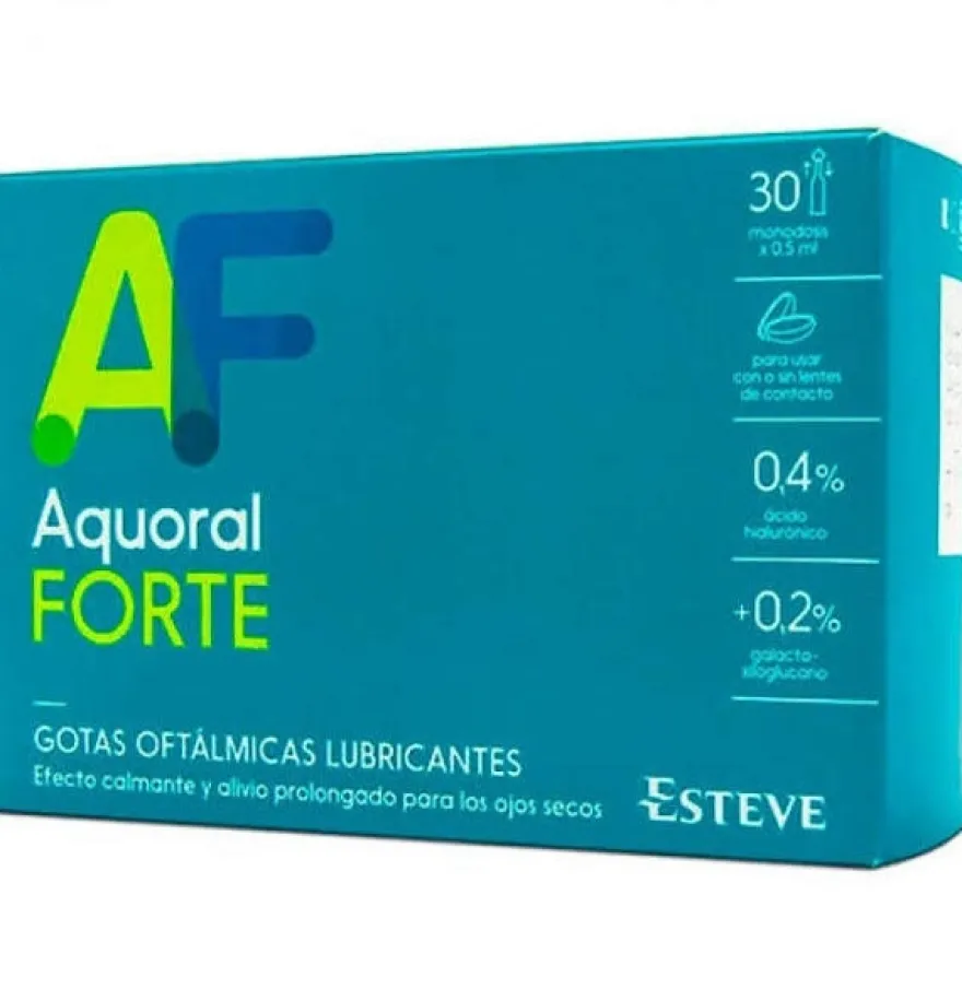 Aquoral Forte - Gotas Oftalmicas Lubricantes Esteriles (30 Monodosis 0,5 ml) - Esteve Laboratorios S.a
