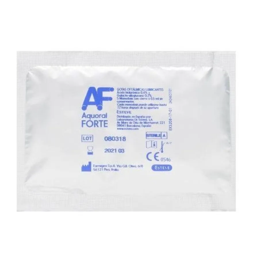 Aquoral Forte - Gotas Oftalmicas Lubricantes Esteriles (30 Monodosis 0,5 ml) - Esteve Laboratorios S.a