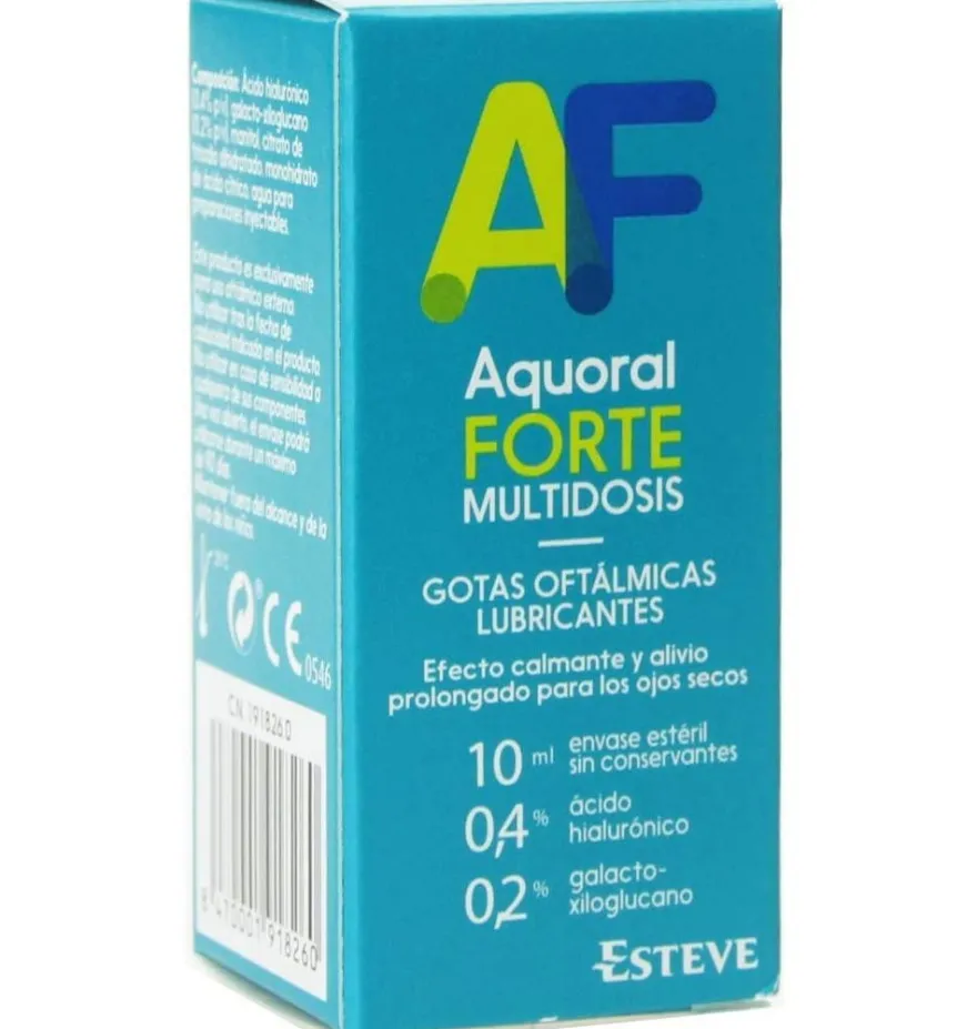 Aquoral Forte Multidosis - Gotas Oftalmicas Lubricantes Esteriles (1 Envase 10 ml) - Esteve Laboratorios S.a