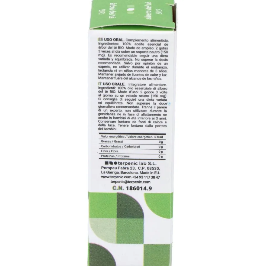 Arbol del Te Aceite Esencial Alimentario 10ml. Bio - Terpenic