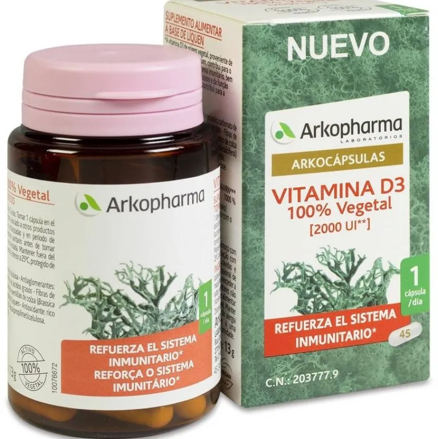 Arkocápsulas Vitamina D3 100 % Vegetal, 45 Cápsulas - Arkopharma