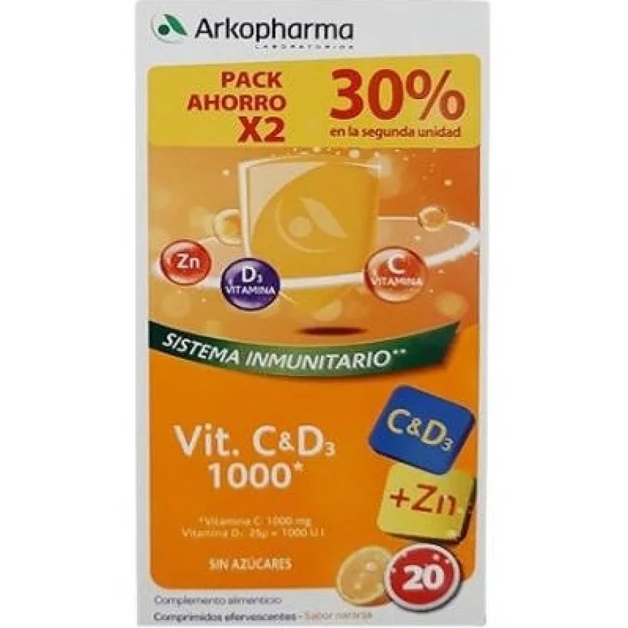 Arkopharma Vitamina C + D3 1000Mg + Zinc Efervescente 2X20Comp
