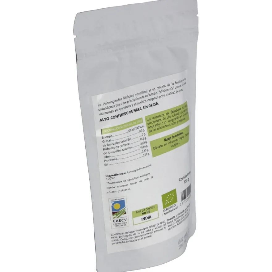 Ashwagandha en Polvo 125gr. Bio Sg S/a Vegan - Salud Viva