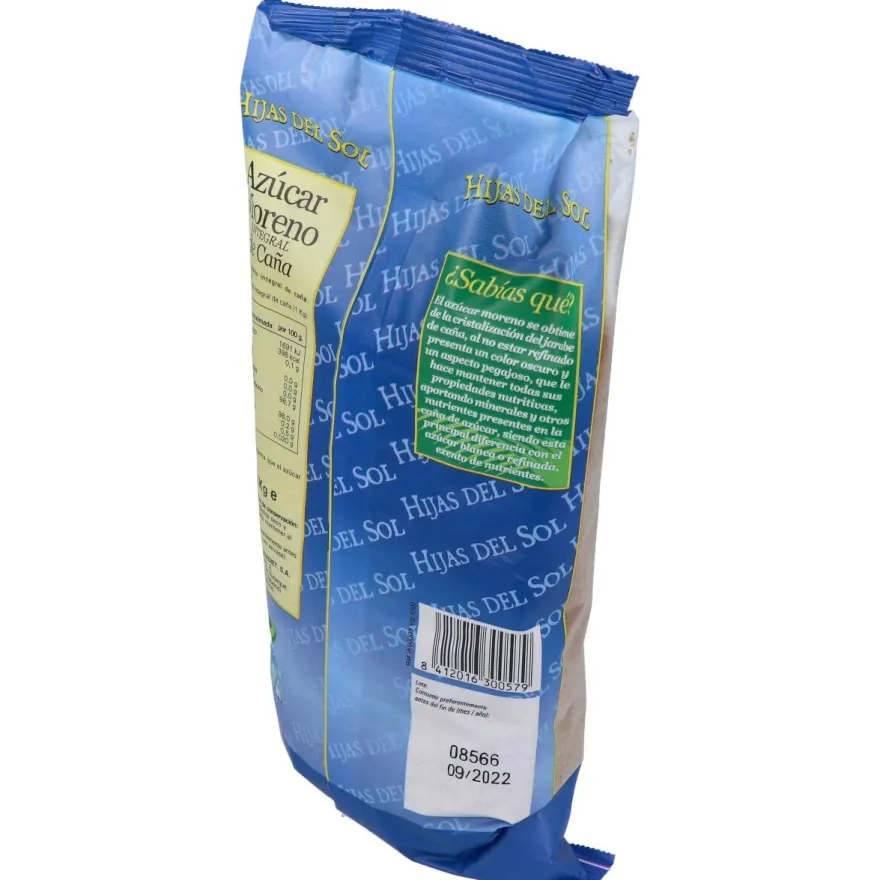 Azucar Moreno de Caña Bolsa 1kg. Hijas del Sol - Ynsadiet
