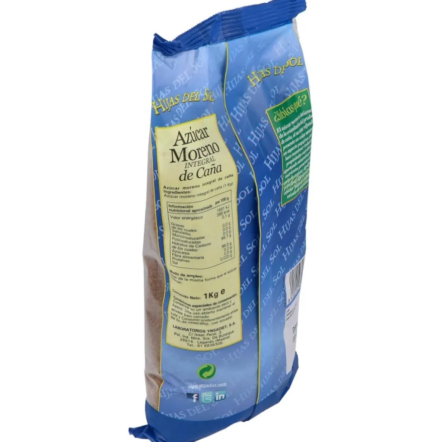 Azucar Moreno de Caña Bolsa 1kg. Hijas del Sol - Ynsadiet