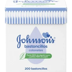 Baby Bastoncillos para Bebé, Niños y Adultos, con Extremos de Algodón 100% Puro 200 u - Johnson's