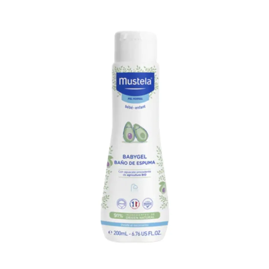 Babygel Baño de Espuma con Aguacate Bio, 200 ml. - Mustela