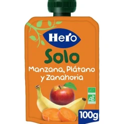 Baby Solo Ecológico Manzana Plátano y Zanahorias Bolsa 100g - Hero