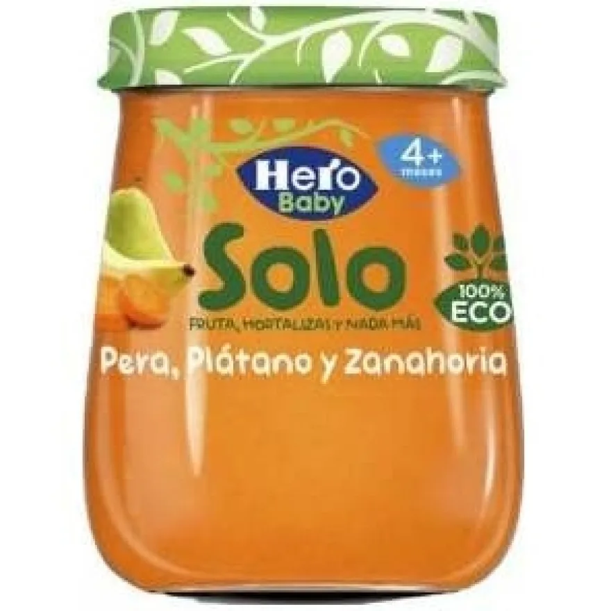 Baby Solo Ecológico Pera Plátano Zanahorias 120g - Hero