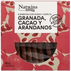 Barritas de Granada Cacao y Arandanos 80g - Natwins