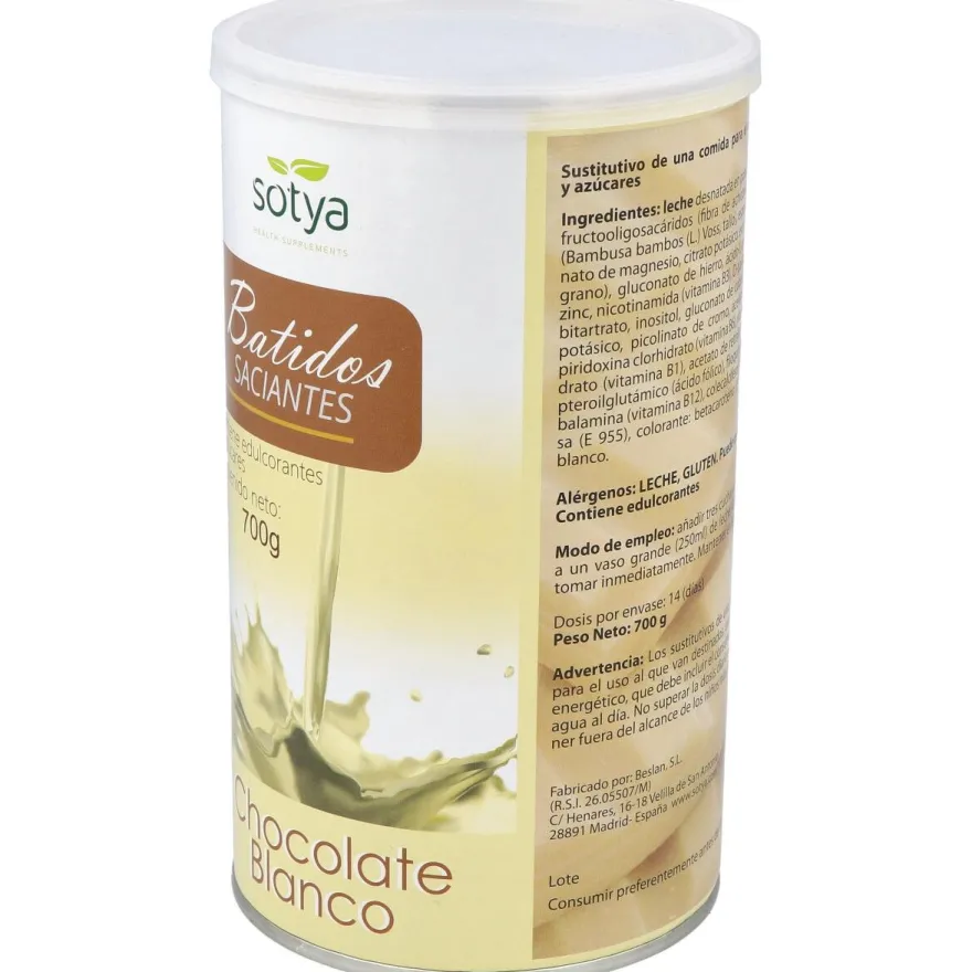 Batido Saciante Chocolate Blanco 700g - Sotya