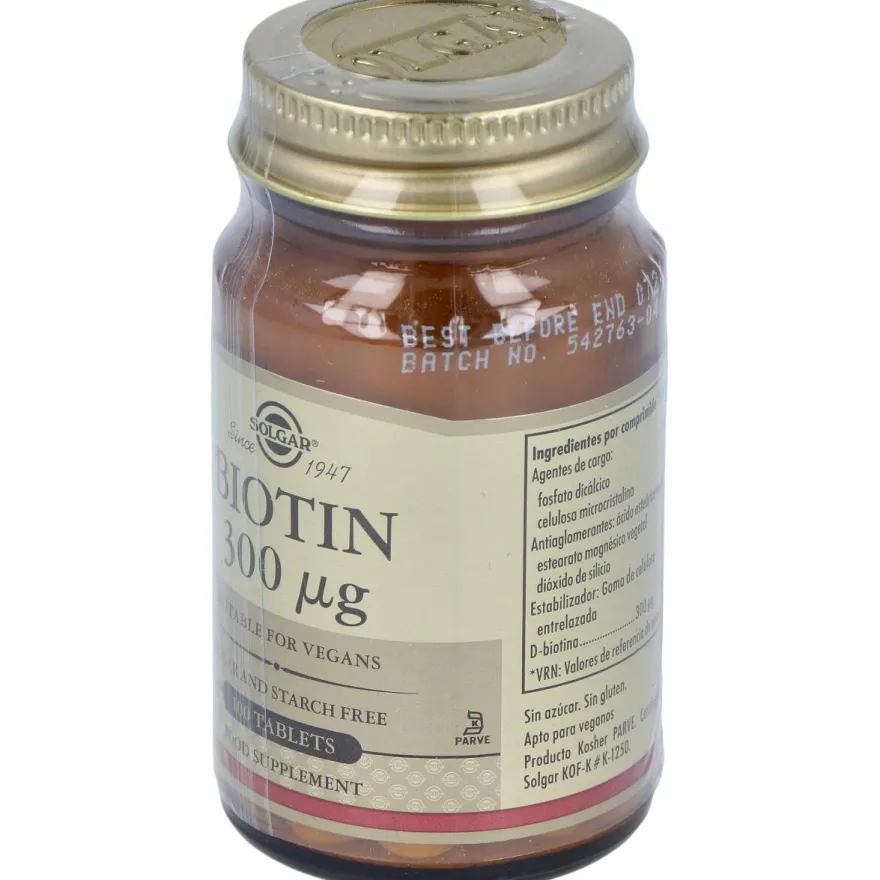 Biotina 300mg 100 Comprimidos - Solgar