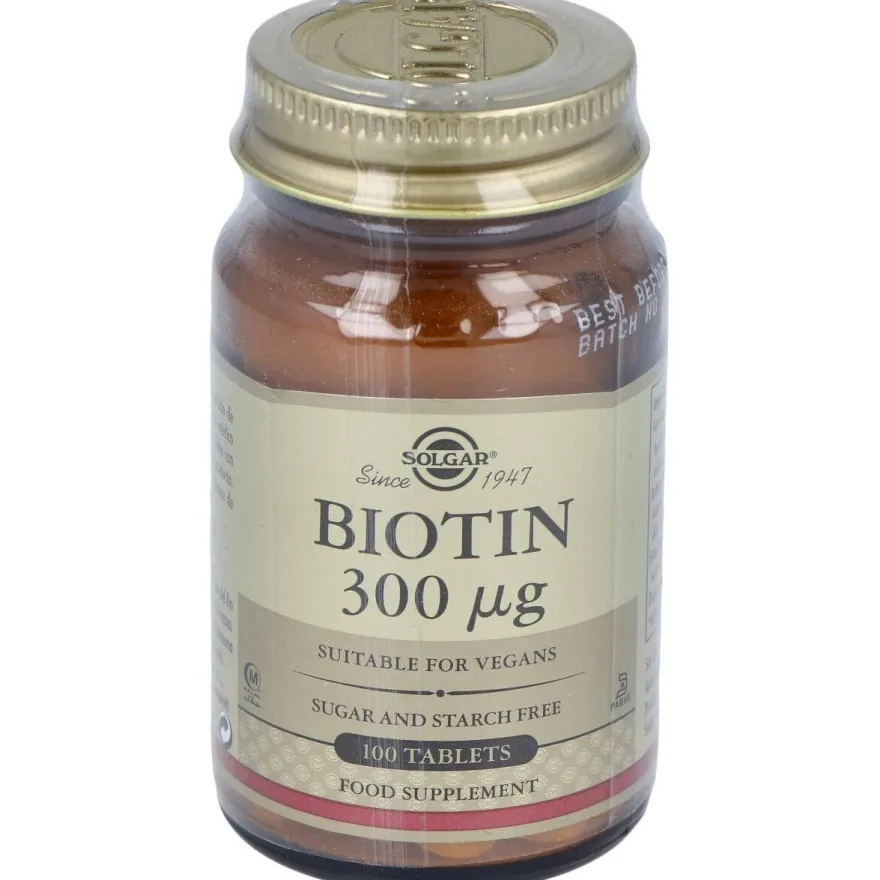Biotina 300mg 100 Comprimidos - Solgar
