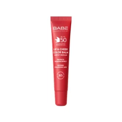 Bálsamo Labial y Mejillas con Color, SPF 50 Rojo, 20 ml. - BABE