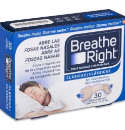 Breathe Right Clasicas - Tira Adh Nasal (30 Unidades Talla Pequeña-Mediana)
