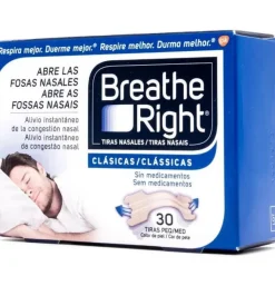 Breathe Right Clasicas - Tira Adh Nasal (30 Unidades Talla Pequeña-Mediana)