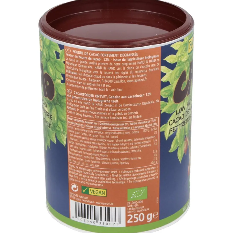 Cacao Desgrasado Polvo 250gr. Bio S/a Vegan - Rapunzel