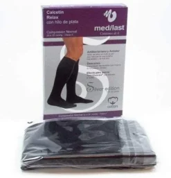 Calcetin Compresion Normal - Medilast Silver Edition Hilo De Plata Algodon (Talla Mediana Color Negro)