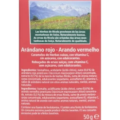Caramelos sin Azúcar de Arándano Rojo, 50 g - Ricola