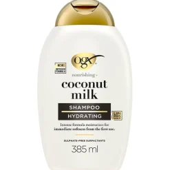 Champú Leche de Coco Libre de Parabenos, Pelo Seco, Hidratación y Elasticidad 385 ml - Ogx