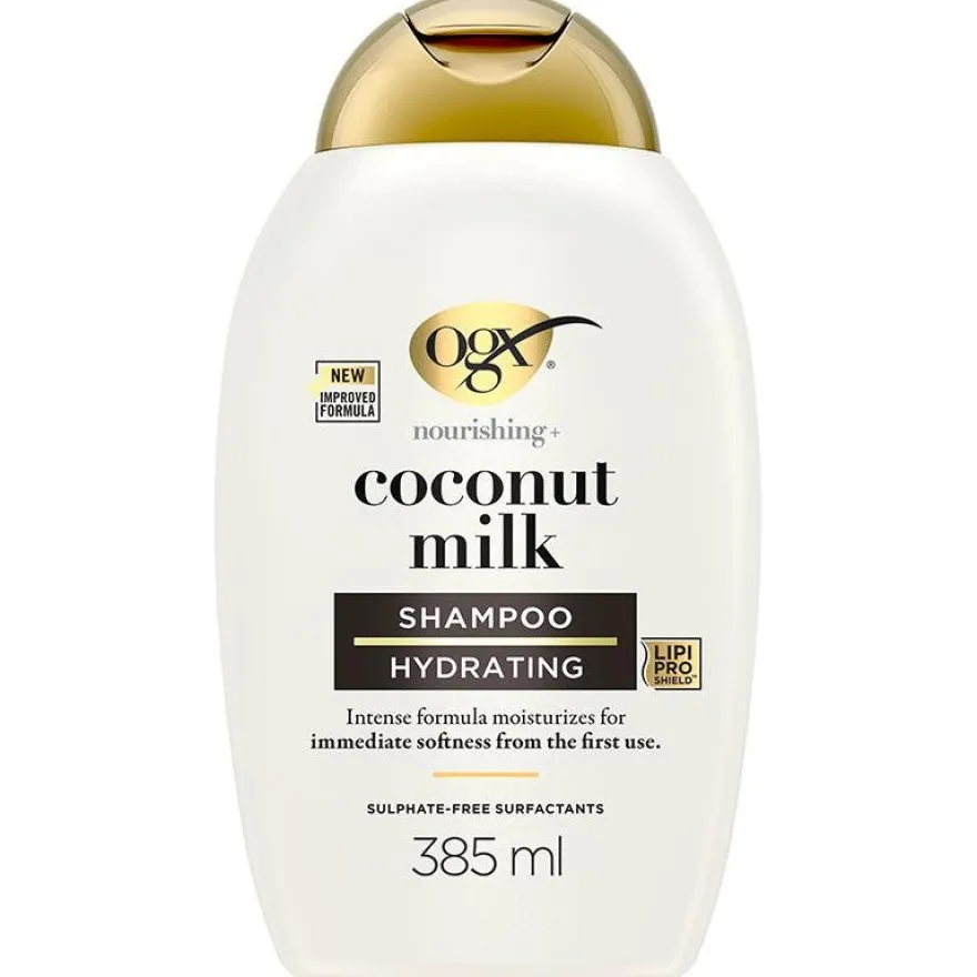 Champú Leche de Coco Libre de Parabenos, Pelo Seco, Hidratación y Elasticidad 385 ml - Ogx