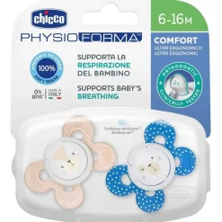 Chicco Physio Comfort Chupete De Silicona De 6-16 Meses Tonos Azules, 2 Unidades