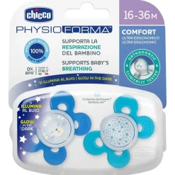 Chicco Physio Comfort Chupete De Silicona De 16-36 Meses Tonos Azules, 2 Unidades