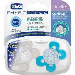 Chicco Physio Comfort Chupete De Silicona De 16-36 Meses Tonos Azules, 2 Unidades