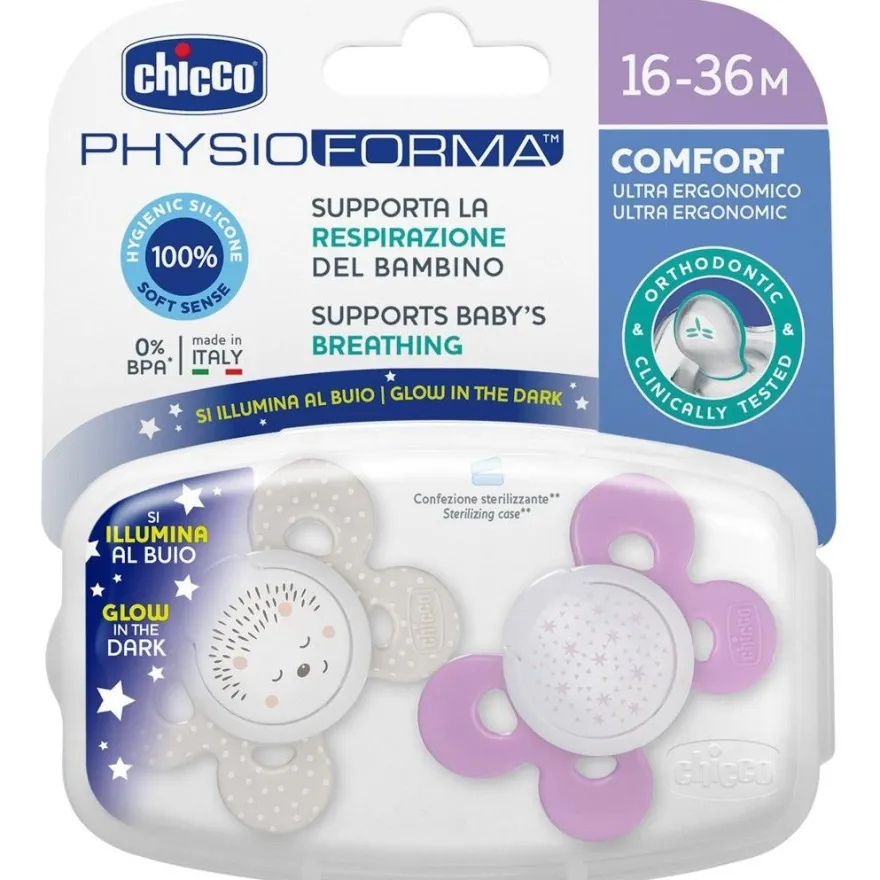 Chicco Physio Comfort Chupete De Silicona De 16-36 Meses Tonos Rosas, 2 Unidades