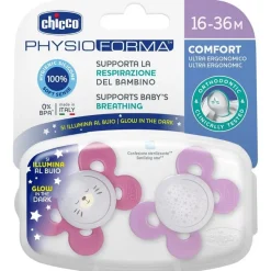 Chicco Physio Comfort Chupete De Silicona De 16-36 Meses Tonos Rosas, 2 Unidades
