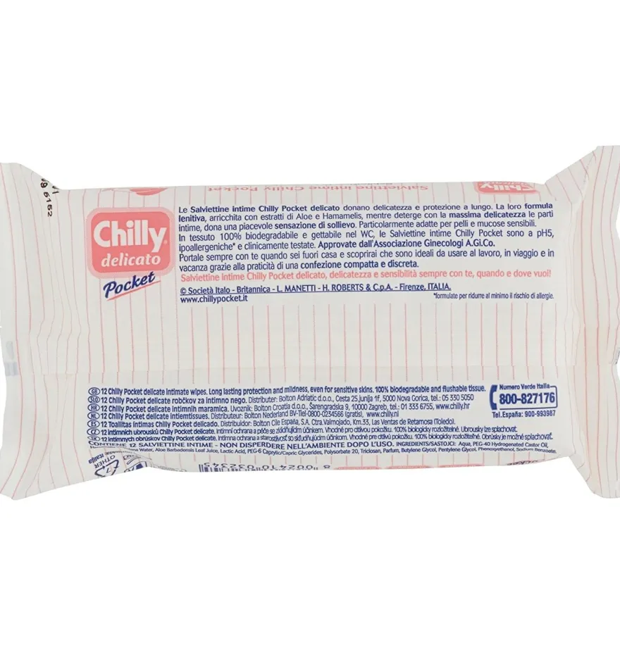 Chilly Pocket Delicado Higiene Intima Toallitas (12 Toallitas)