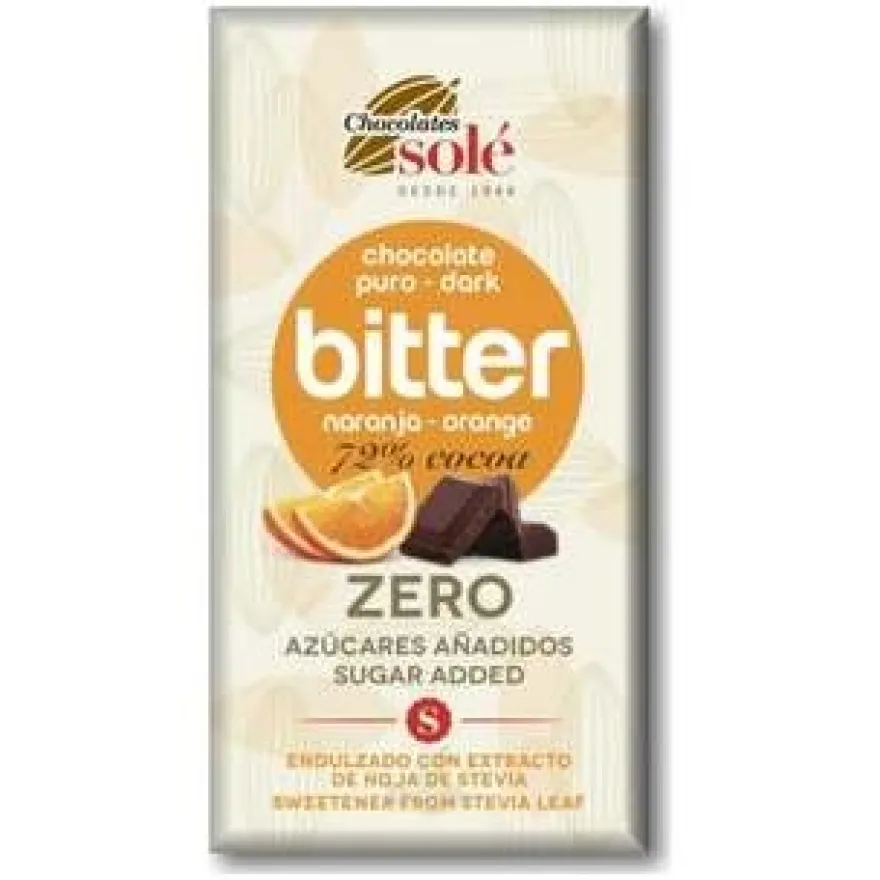 Chocolates Sole Chocolate Negro 72% Naranja Y Stevia Bio 100G
