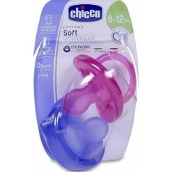 Chupete Physio Soft Silicona 6 - 12 Meses Rosa, 2 Uds - Chicco