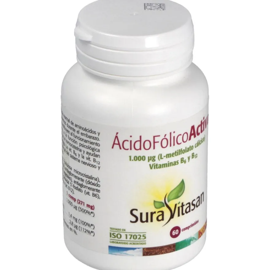 Ácido Fólico Activo 60caps - Sura Vitasan