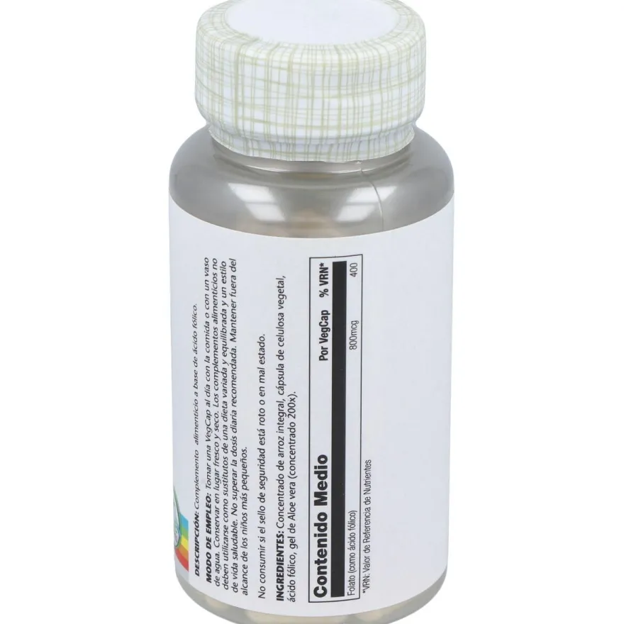Ácido Folico 800mcg. 100cap - Solaray