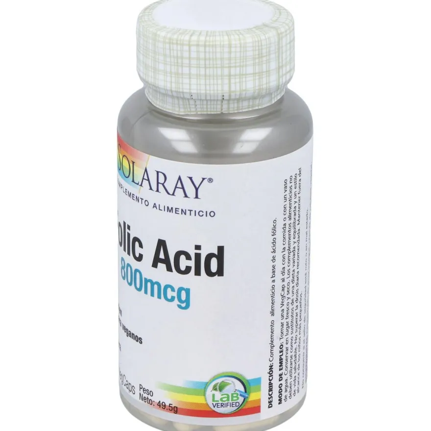 Ácido Folico 800mcg. 100cap - Solaray