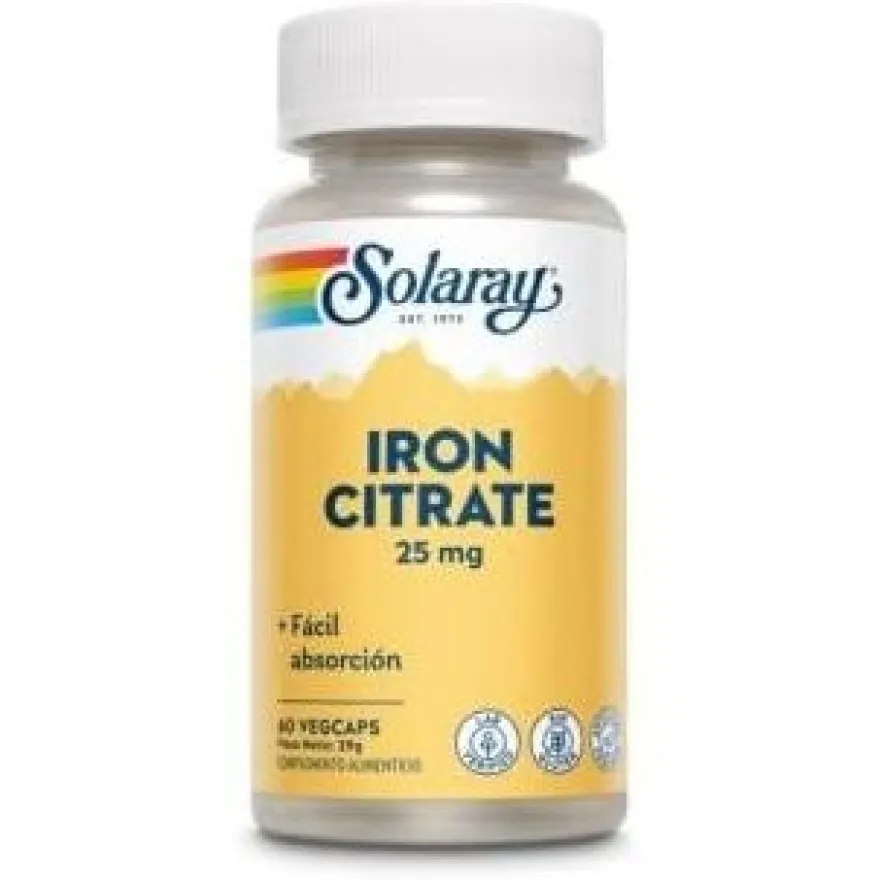 Citrato Hierro 25mg 60caps - Solaray