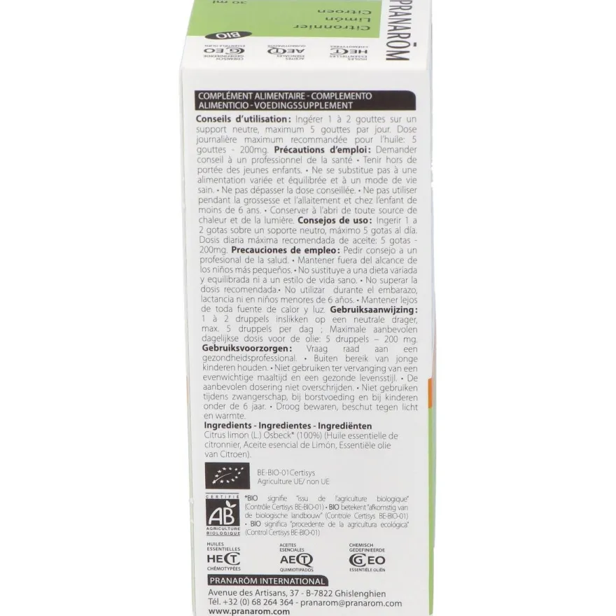 Citronn Zeste Pranarom He Bio 30ml - Pranarom